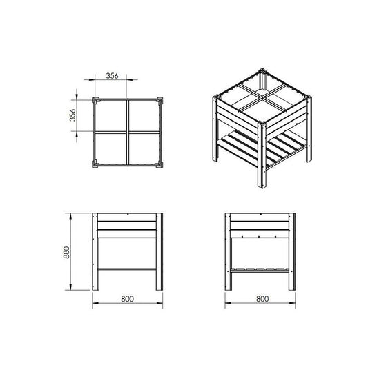 Four Section Raised Planter - Brown by EKJU