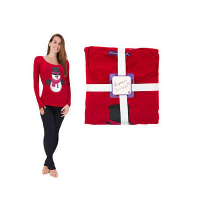 Women's Reindeer/Snowman Christmas Themed Winter Two-Piece Pyjama Set