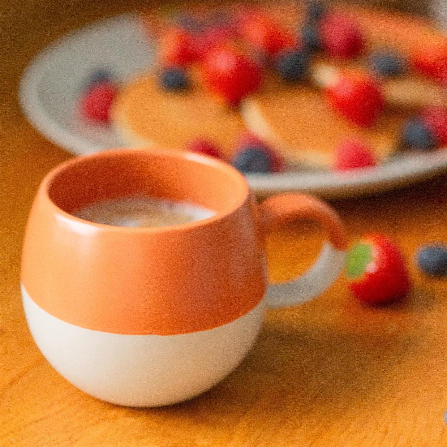 340ml Burnt Orange Colour Block Stoneware Sphere Mug