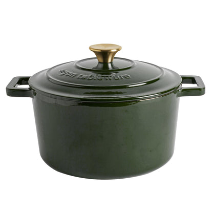 4.5L Dark Green Cast Iron Casserole Dish