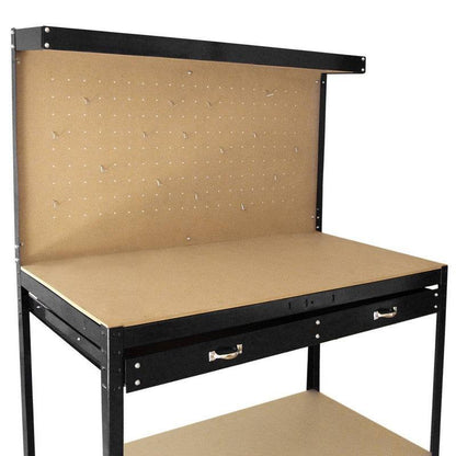 Steel & MDF Workbench 180cm - Black 120cm Pegboard & by Raven