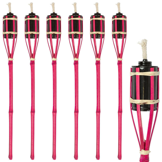 Pink Bamboo 60cm Garden Fire Torches - Pack of Six