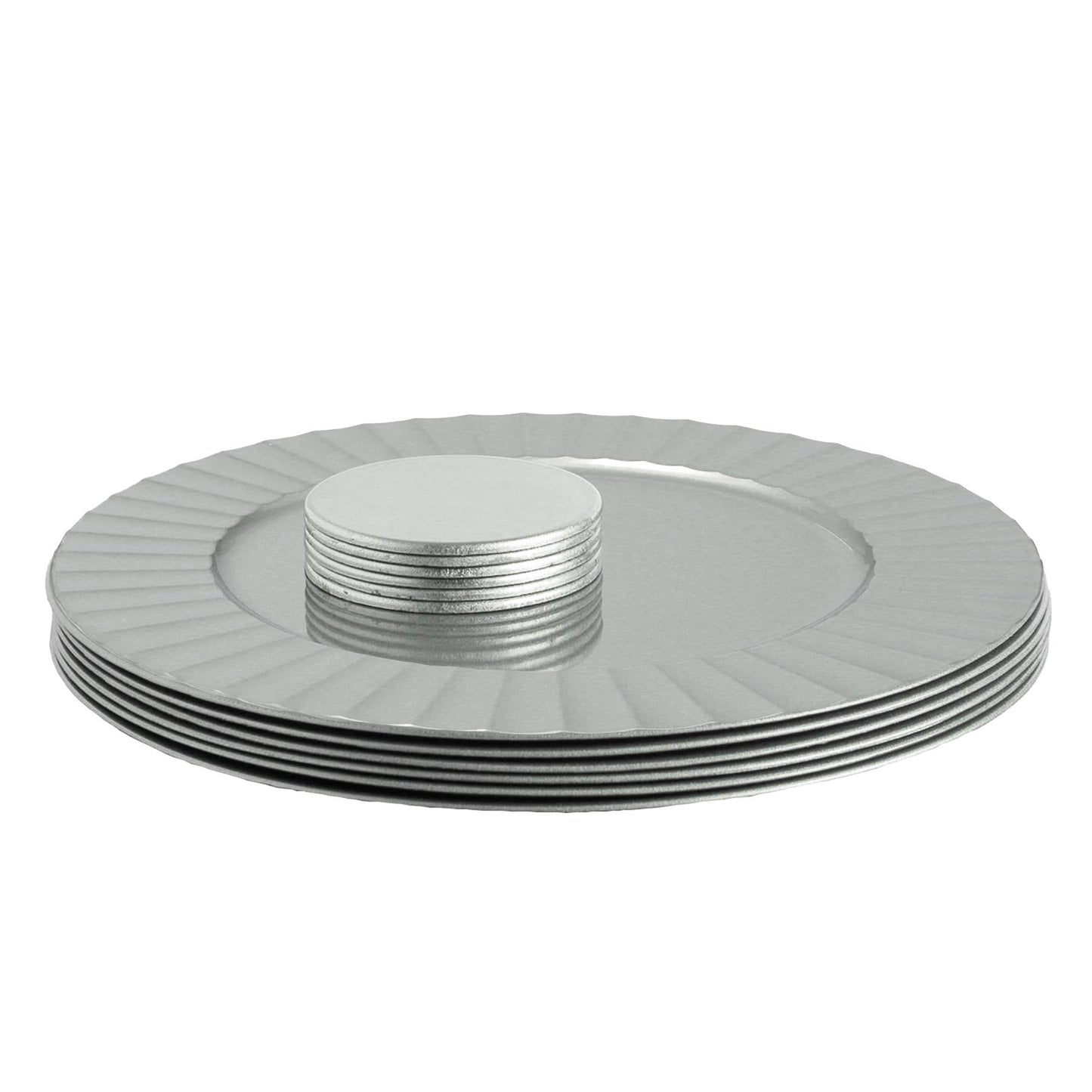 12pc Round Fluted Charger Plates Set - 33cm