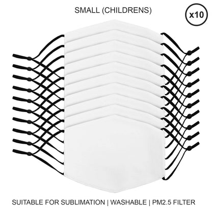 Small Face Masks Sublimation Blanks / 10 Pack