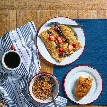 16cm White Enamel Bowls - Pack of Six