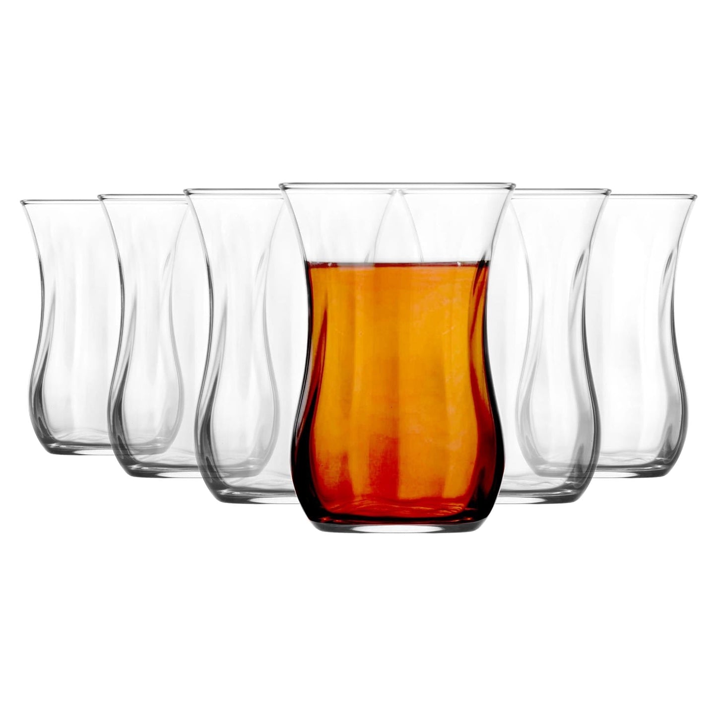 115ml Klasik Embossed Glass Turkish Tea Cups - Pack of Six
