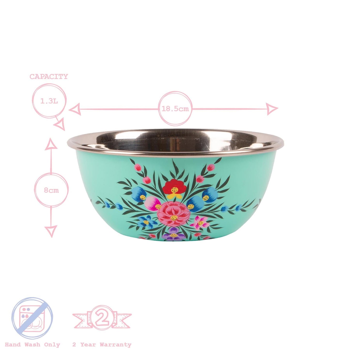 Pansy 18.5cm Stainless Steel Picnic Bowl