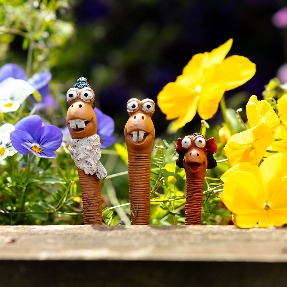 5pc Garden Worms Family Ornaments Miniature Set Resin Decorative Figurines Plant