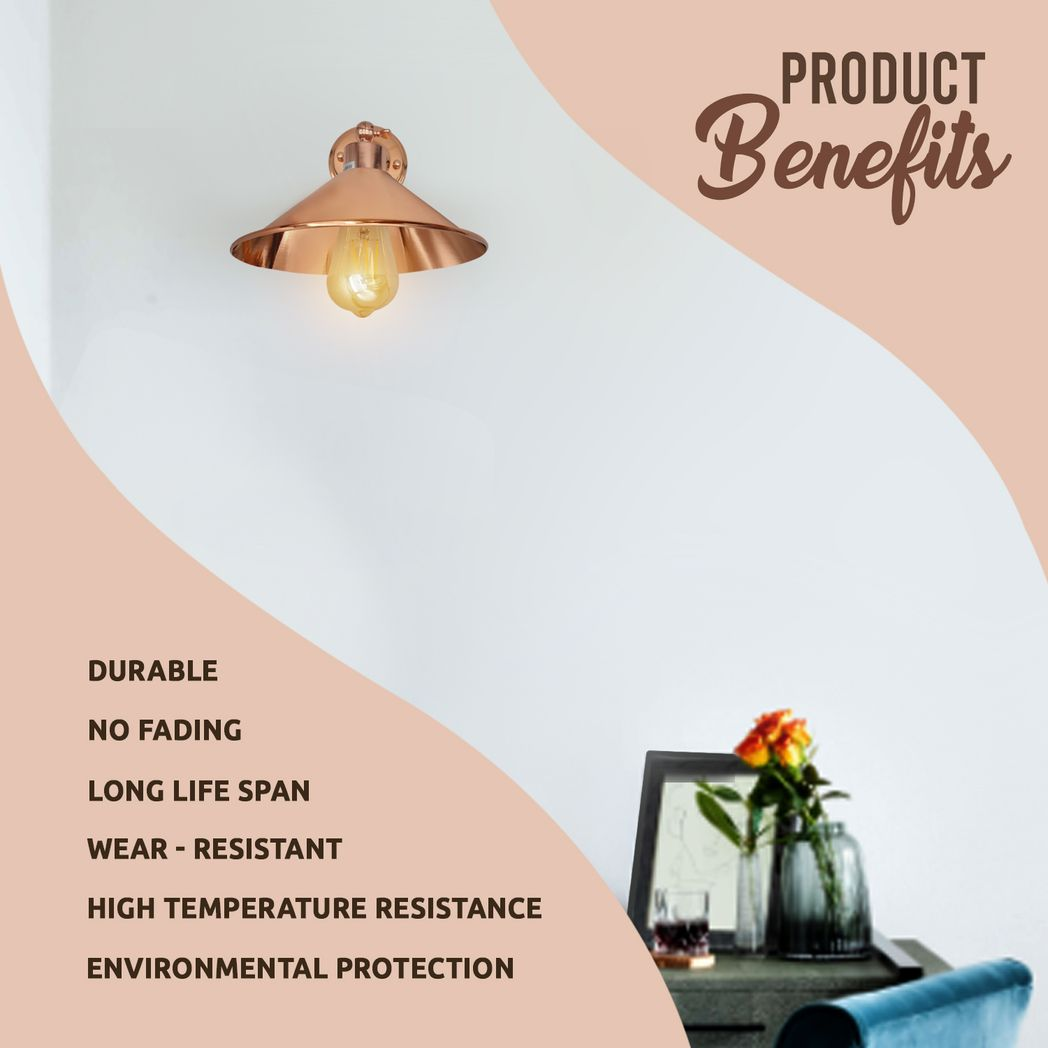 Rose Gold Retro Wall light Sturdy Metal Lamp Finish E27 lamp