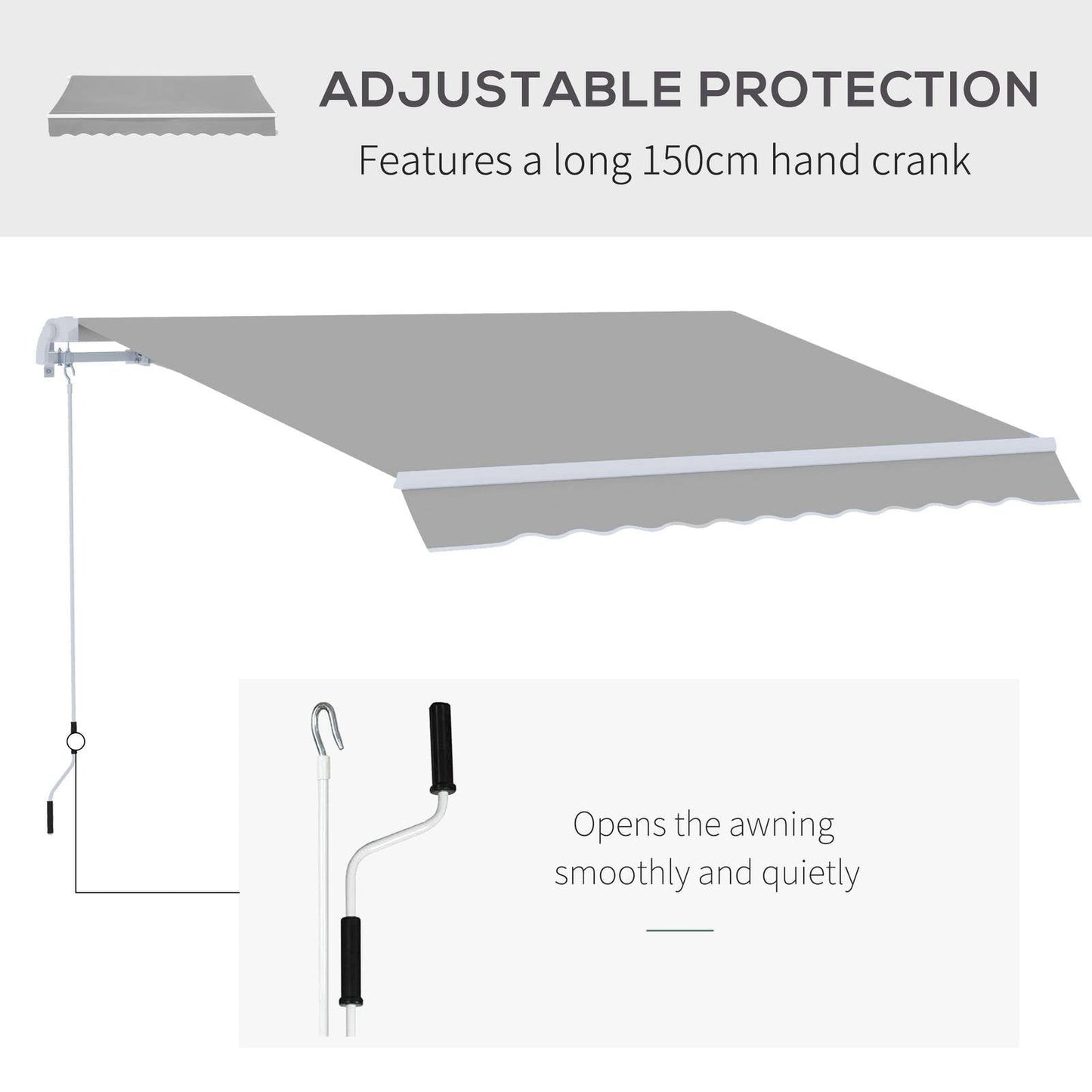 Garden Patio Manual Awning Canopy Sun Shade Shelter Retractable 4 Size 5 Colour
