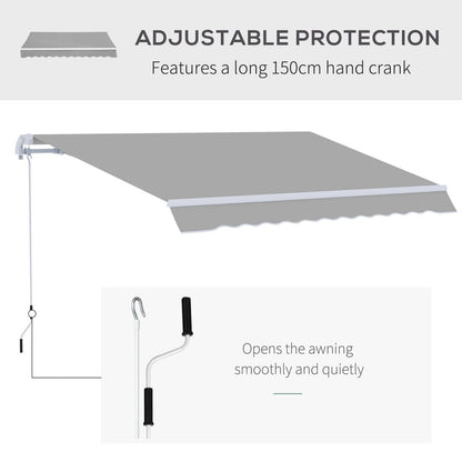 Garden Patio Manual Awning Canopy Sun Shade Shelter Retractable 4 Size 5 Colour