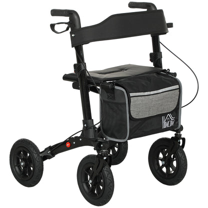 HOMCOM Rollator Walker with Padded Seat, Backrest, All-terrain Wheels