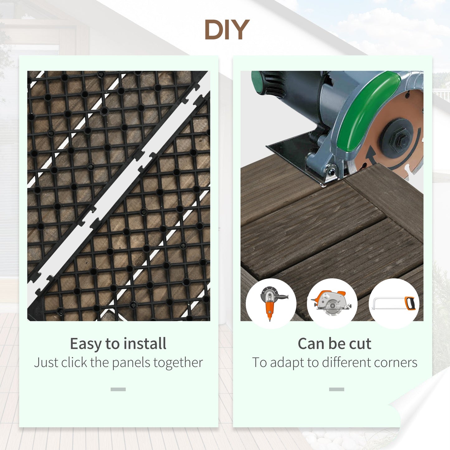 27-Piece Wooden Interlocking Decking Tiles