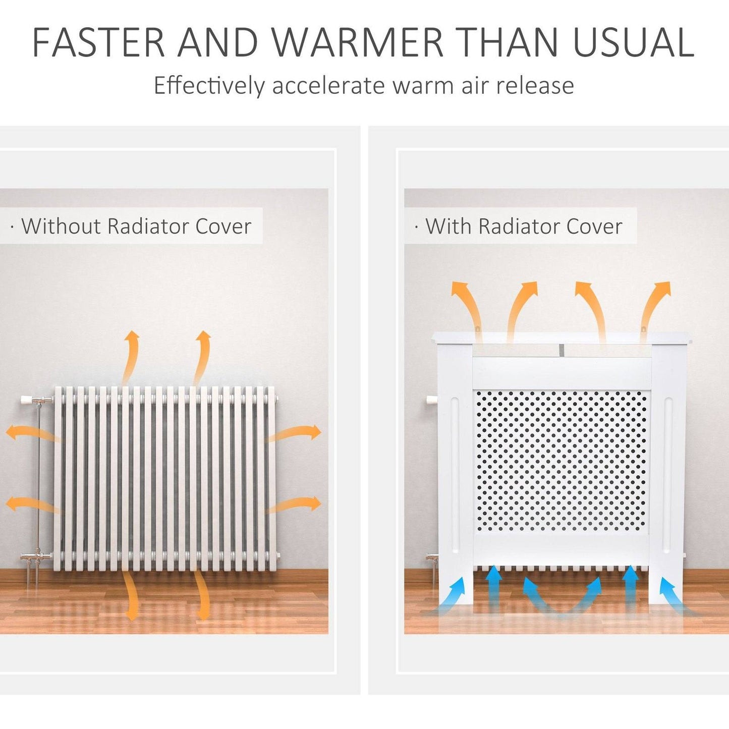 Small Medium-density fibreboard Wood Radiator Cover 78L x 19W x 82H cm -White