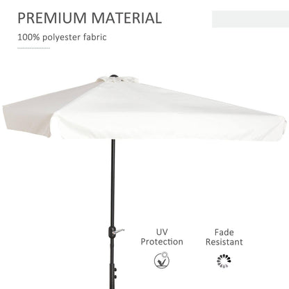 2.3m Half Round Parasol Umbrella Balcony Metal Frame Outdoor NO BASE Cream White