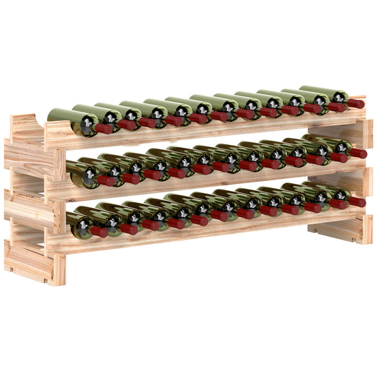 HOMCOM 36 Bottle Shelf Wine Rack Holder Standing Holds Storage Fir Wood Cellar