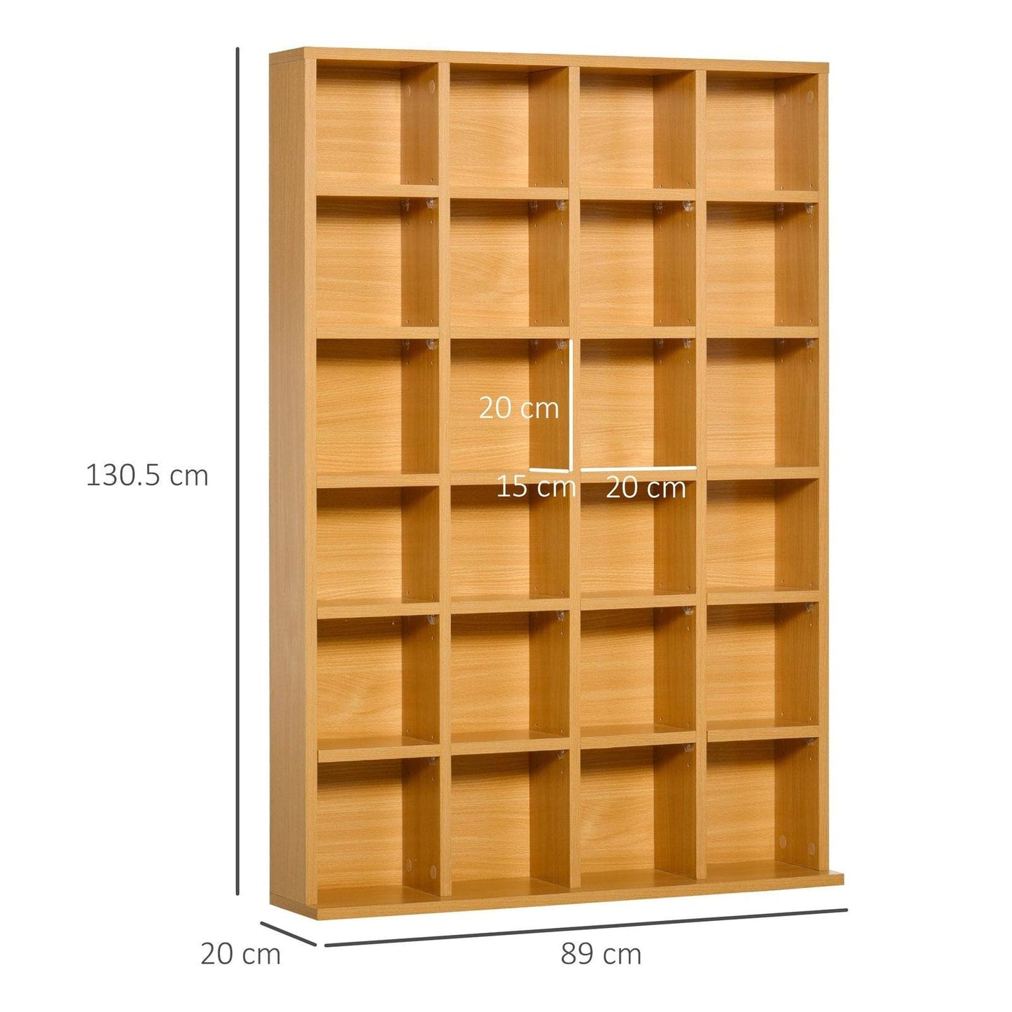 26-Section Multimedia Shelving Unit With Adjustable Shelves - Brown