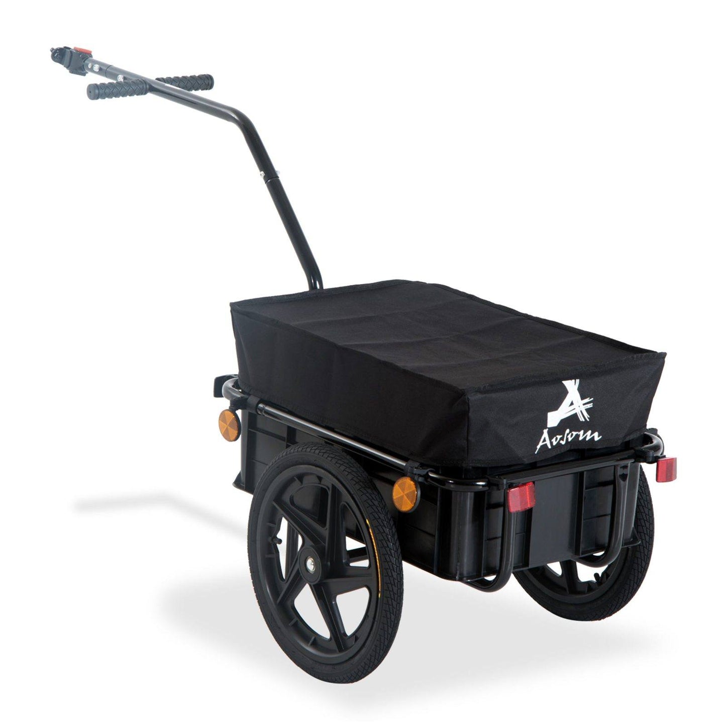 Cargo Trailer Bike Stroller Garden Trolley W/Carrier Utility Luggage & Wheels Black