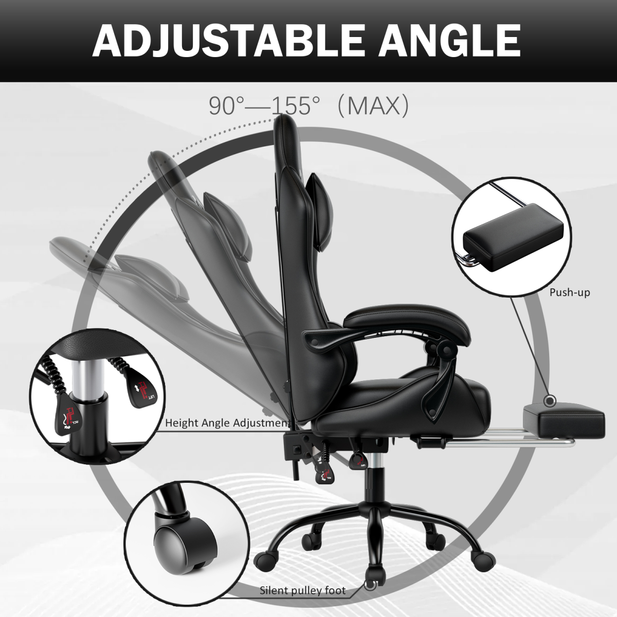 Video Game Chair for Adults, Computer Chair Gaming Chairs for Kids, Adjustable Lumbar Pillow Headrest Office Desk Chair Gamer Chair with Footrest