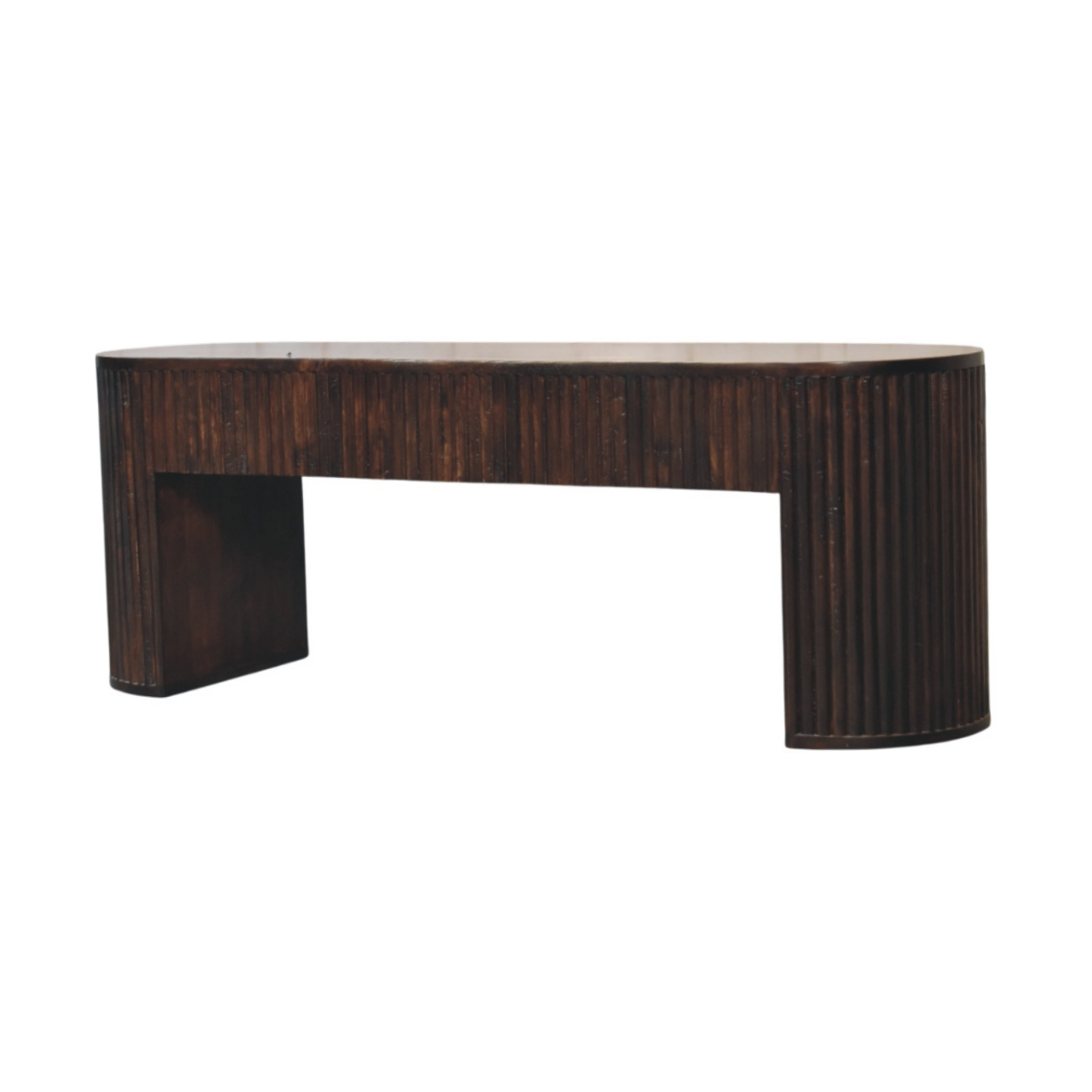 Artisan Furniture Solid Wood Velvet Mocha Fluted Bench, Dark Brown