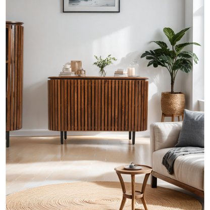 Slatted Mango Wood Large 2 Doors Sideboard