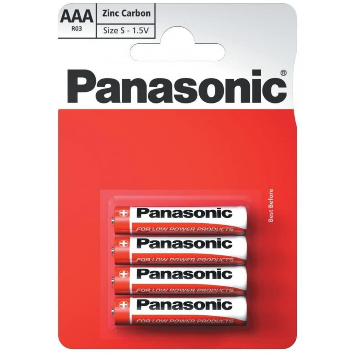 Panasonic AAA Zinc Batteries 4 Per Card- Box of 12