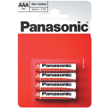 Panasonic AAA Zinc Batteries 4 Per Card- Box of 12