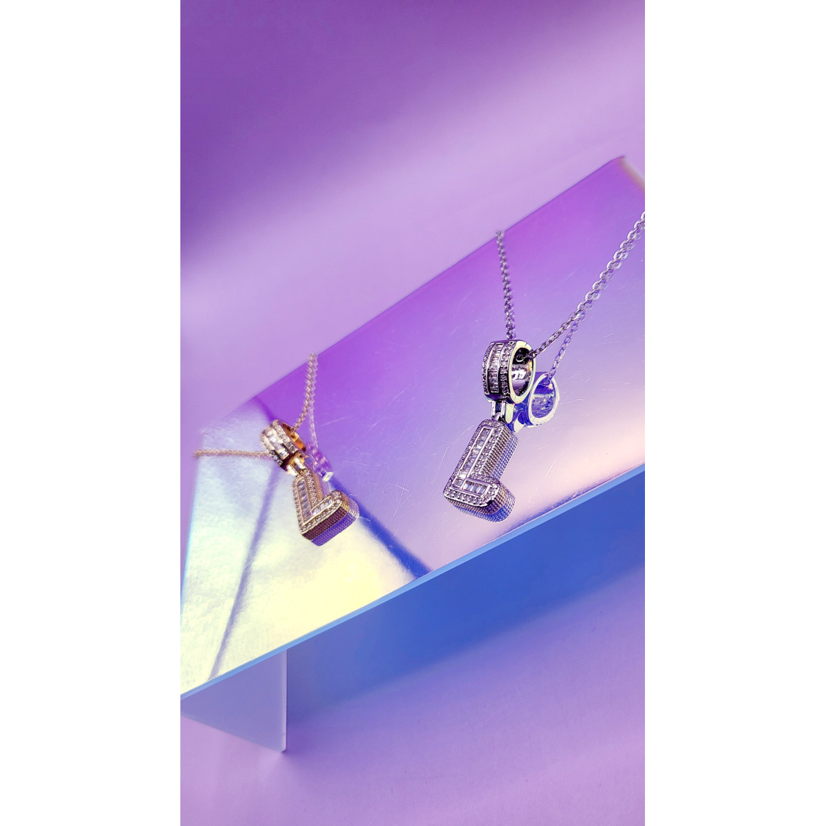 Crystal Initial Necklace Letter L