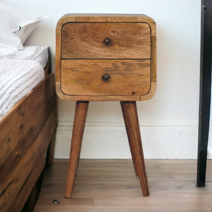 Artisan Furniture Solid Wood Mini Oak-ish Curved Bedside