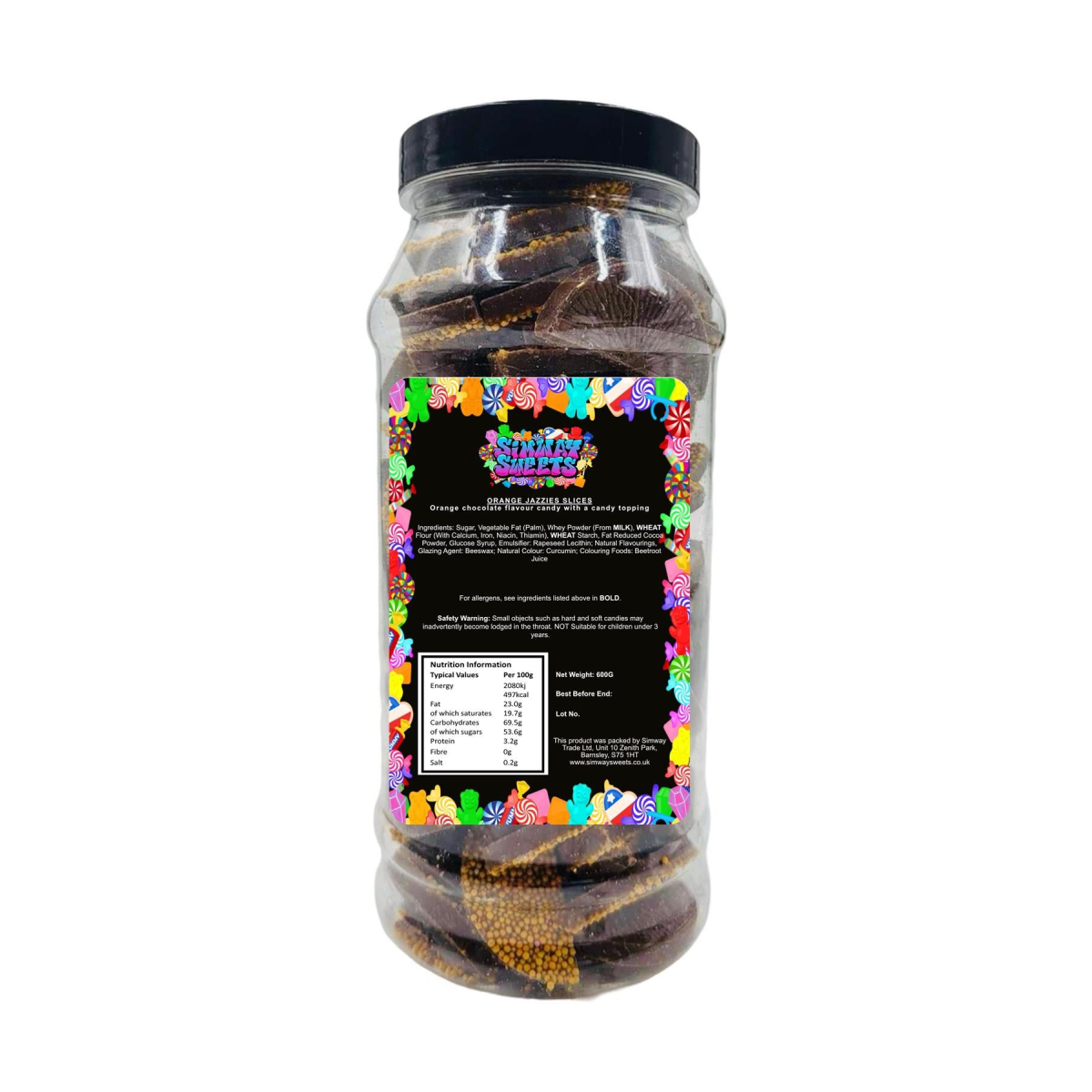 Milk Chocolate Orange Jazzies Jazzles Slices Retro Sweets Gift Jar - 600g