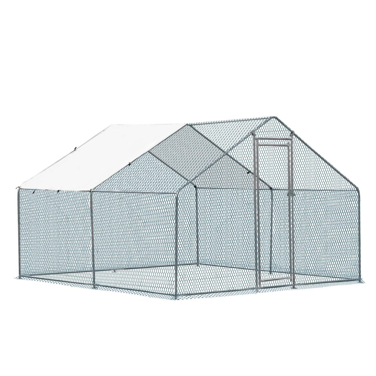 10 x 10 ft Large Metal Chicken Coop, Walk-in Poultry Cage Chicken Hen Run House with Waterproof Cover, Rabbits Cats Dogs Farm Pen for Outdoor Backyard Farm Garden