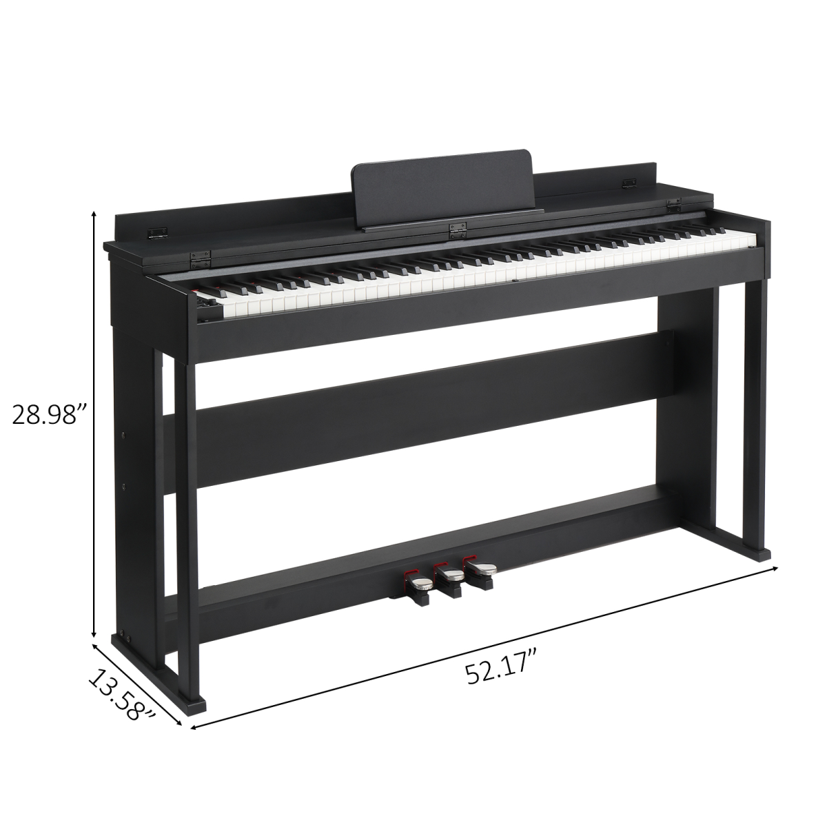 GDP-205S01 88 Keys Home Digital Piano Full Weighted Action Flip Type Keyboards with Furniture Stand, Power Adapter, Triple Pedals, Headphone，for All Experience Levels Black