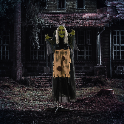 HOMCOM Halloween Witch Animatronic Prop with Sound Activated
