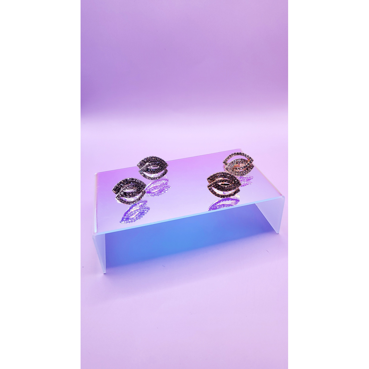 Layered Oval Crystal Non Pierced Clip On Earrings