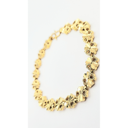 Elements Clover Leaf Shiny Gold Link Bracelet