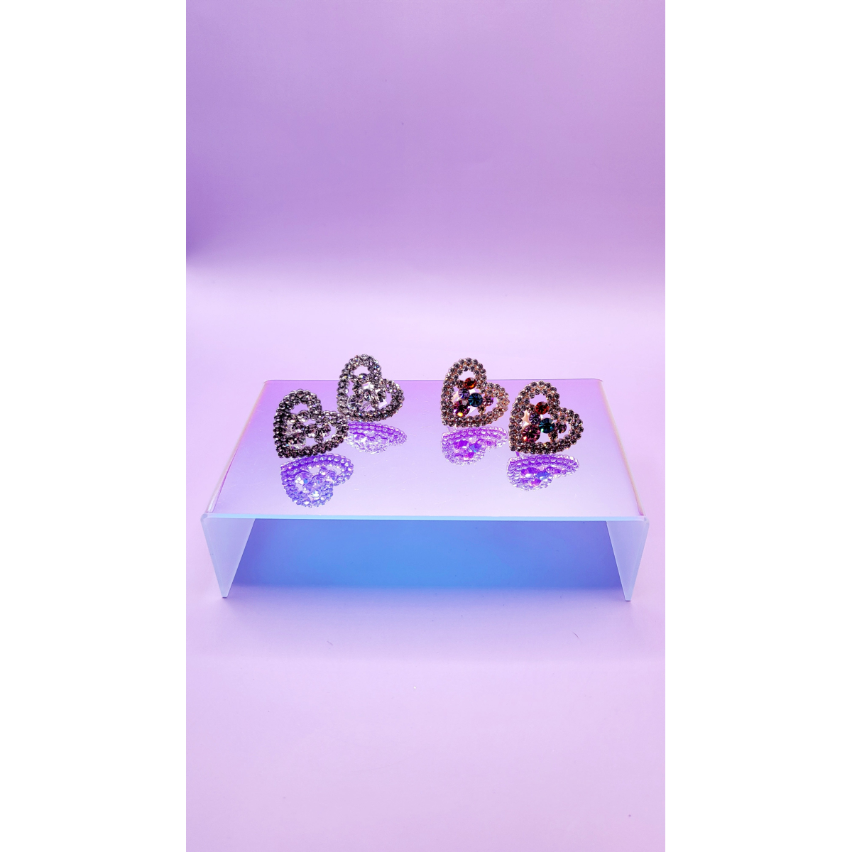 Heart Crystal Non Pierced Clip On Earrings