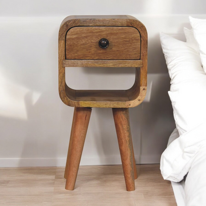 Artisan Furniture Solid Wood Extra Mini Oak-ish Curve Lower Bedside