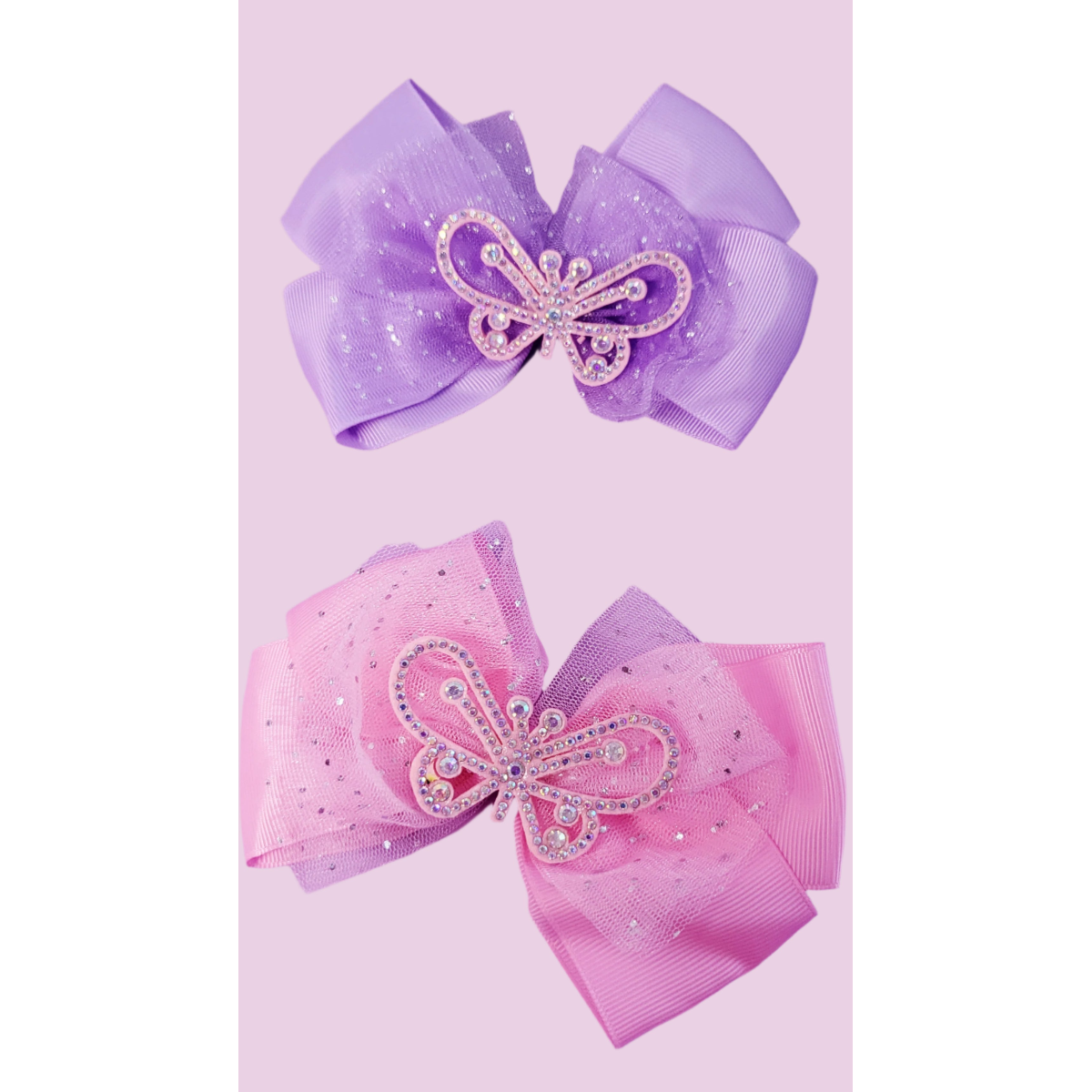 Crystal Butterfly Hair Bow Clip Slide Pack of 12