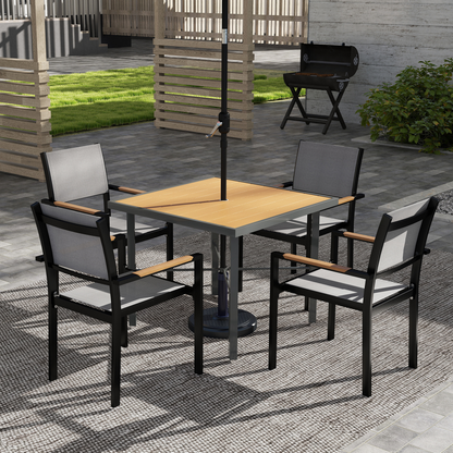 Outsunny 90cm Square Outdoor Patio Garden Dining Table with Umbrella Hole