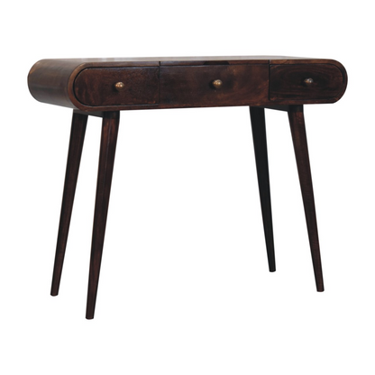 Artisan Furniture Solid Wood California Walnut Dressing Table with Foldable Mirror, Brown, 3 Drawers