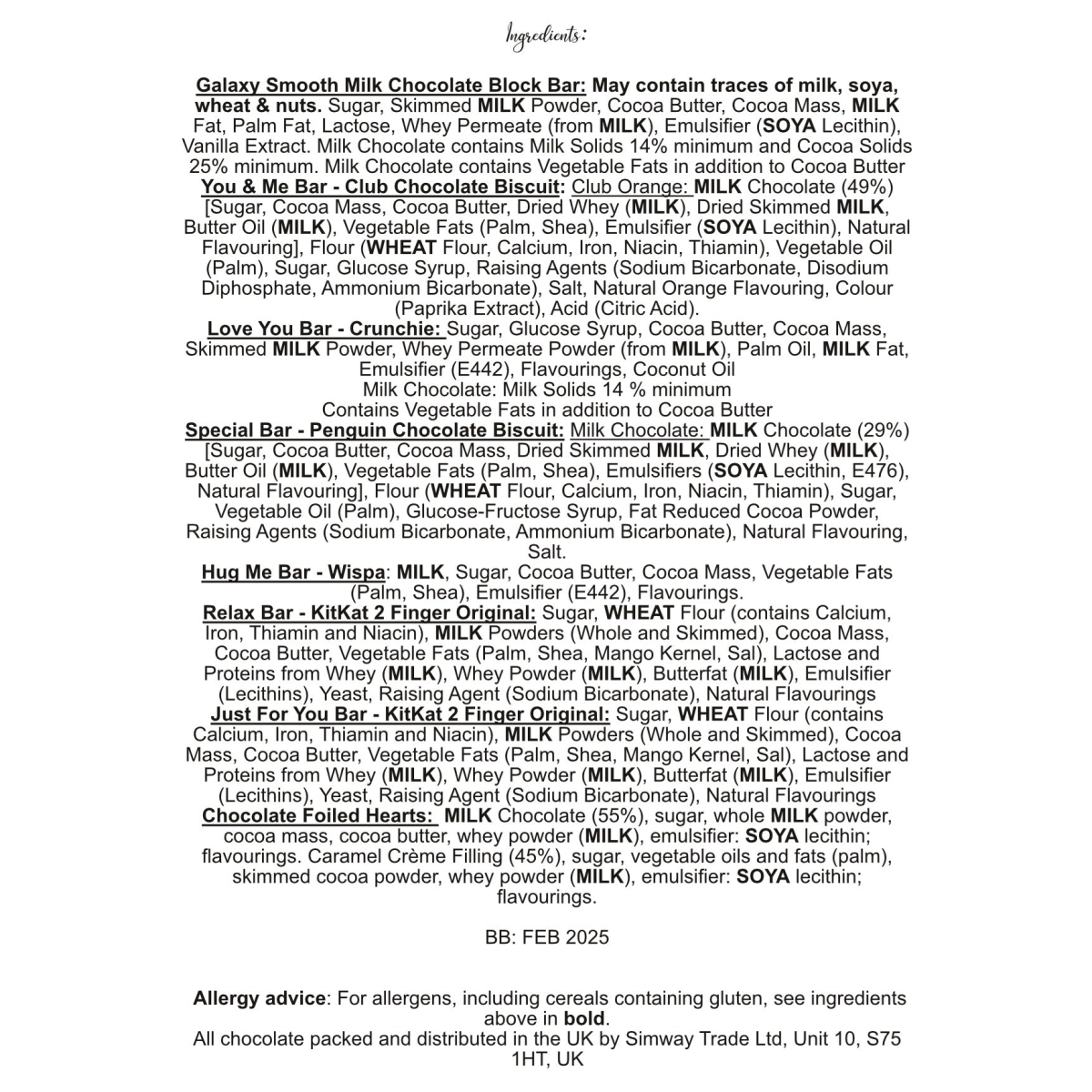 Valentines Novelty Chocolate Gift - Girlfriend