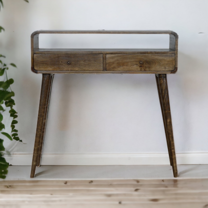Artisan Furniture Solid Wood Curved Grey-wash Console Table