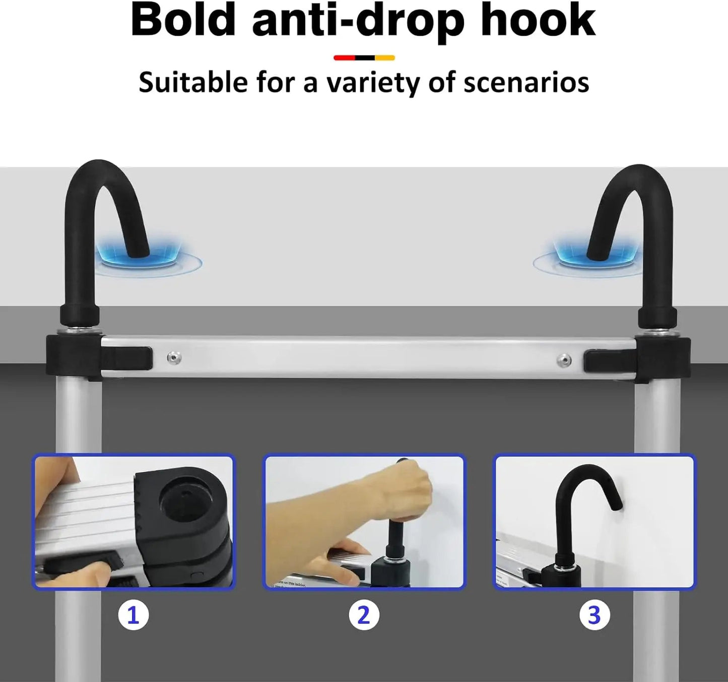 DayPlus 3.2-6.2M Telescopic Ladder with Roof Hook Kit Aluminium Portable Multi-Purpose Folding Portable Heavy Duty Extendable