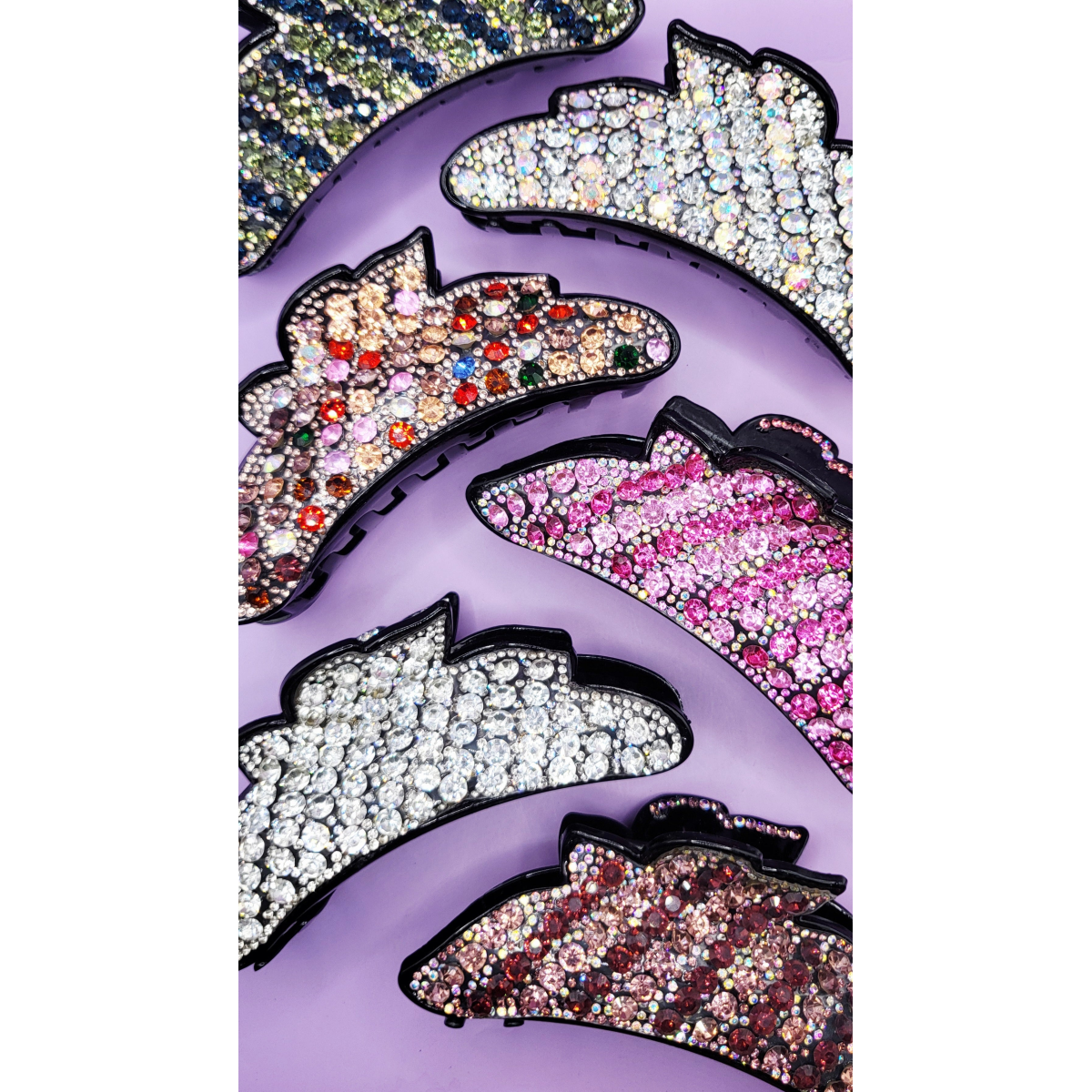 Scalloped Crystal Hair Clamps Pack of 12