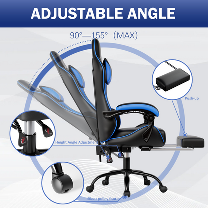 Video Game Chair for Adults, Computer Chair Gaming Chairs for Kids, Adjustable Lumbar Pillow Headrest Office Desk Chair Gamer Chair with Footrest
