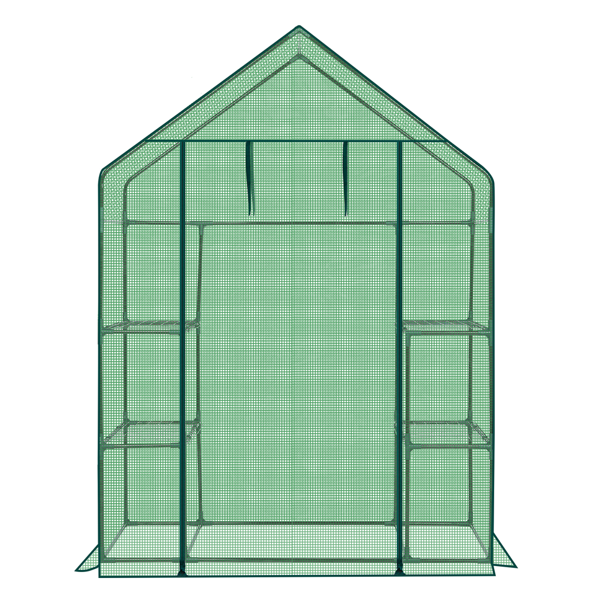 Mini Walk-in Greenhouse with PE Cover, 4-Shelf Indoor Outdoor Plant Gardening Green House for Garden Backyard, 56" x 29" x 77", Green
