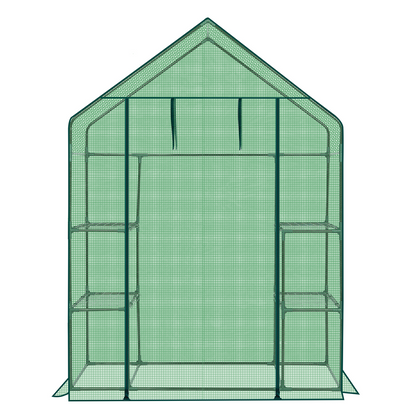 Mini Walk-in Greenhouse with PE Cover, 4-Shelf Indoor Outdoor Plant Gardening Green House for Garden Backyard, 56" x 29" x 77", Green