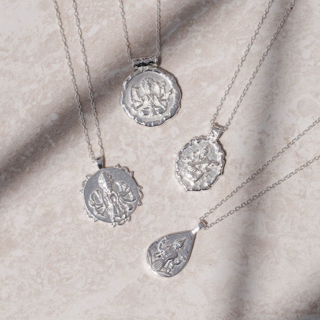 Goddess Saraswati Necklace (Silver)