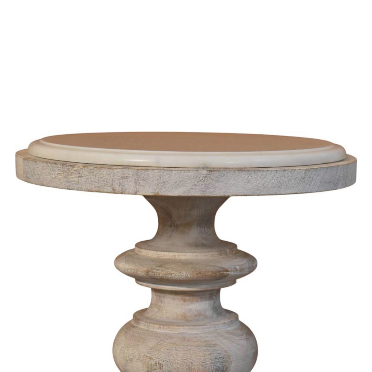 Artisan Furniture Solid Wood The Bellis Marble Accent Table, Beige