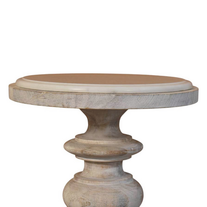 Artisan Furniture Solid Wood The Bellis Marble Accent Table, Beige
